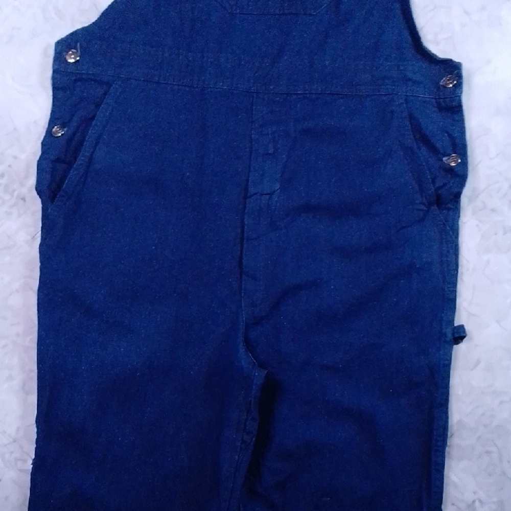 Vintage 90s Dark Blue Denim Overalls Workwear - Picture 9 of 10